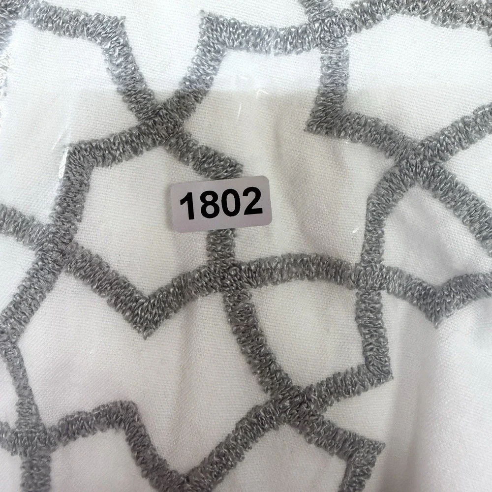 West Elm Gray Lattice Stars EURO Pillow Sham Cover 26x26 Embroidered White Set 2